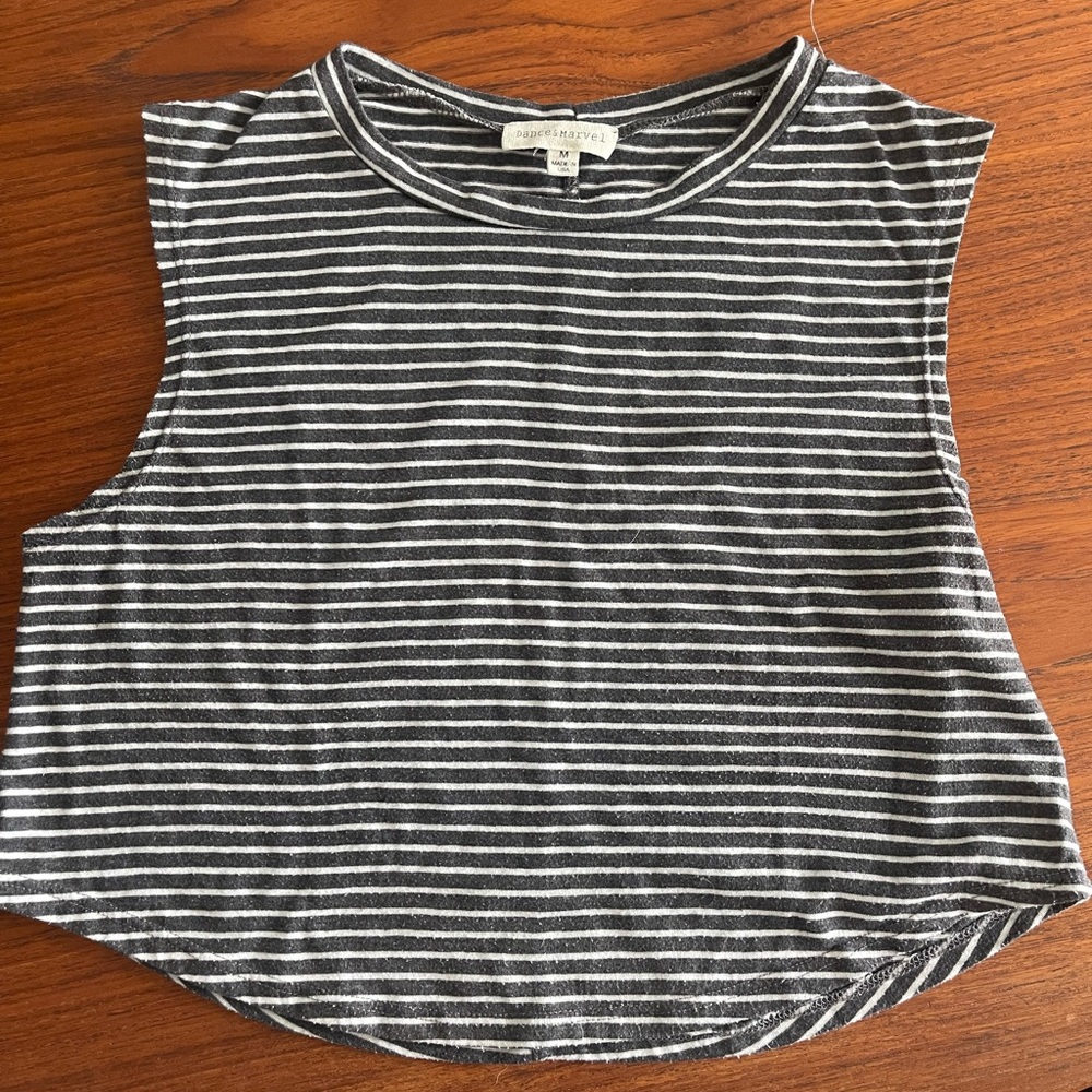 Dance & Marvel Gray and White Striped Crop Top